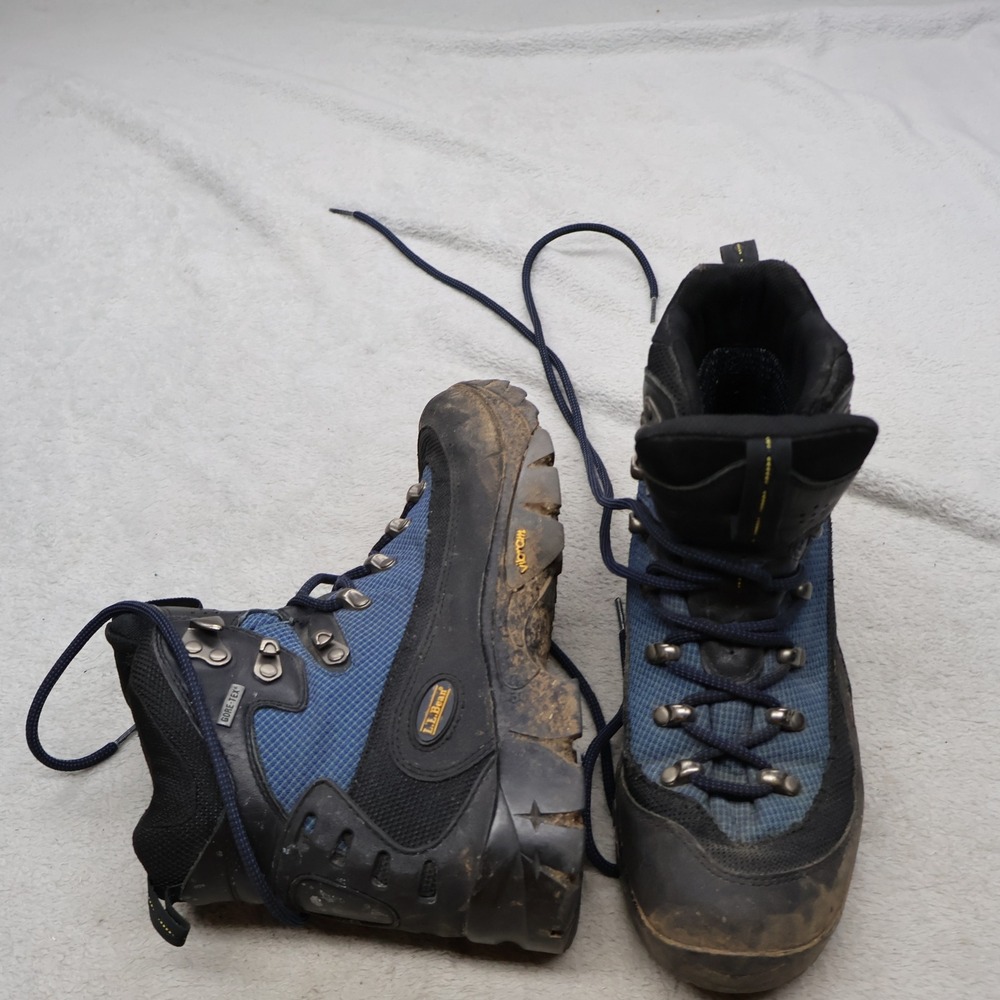 LL Bean Womens 9 Medium Hiking Boots Blue Gore-Tex Waterproof Lace Up Outdoor